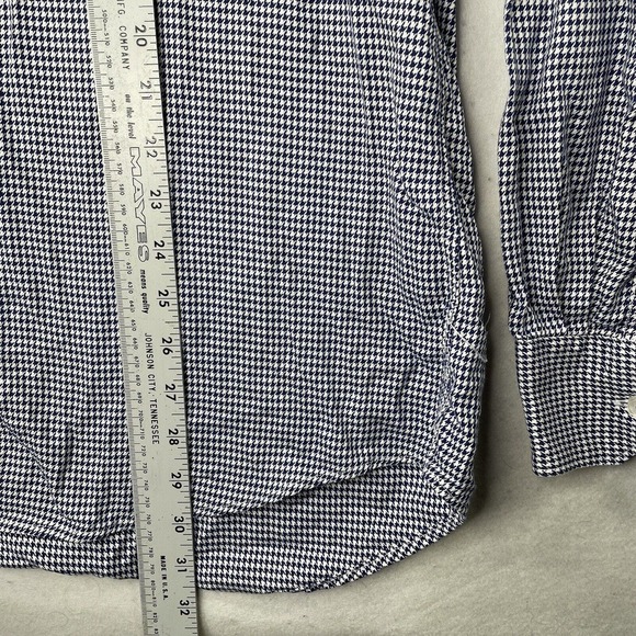 Bugatchi Mens Button Up Dress Shirt Size XL Shaped Fit Houndstooth Plaid - Picture 2 of 16